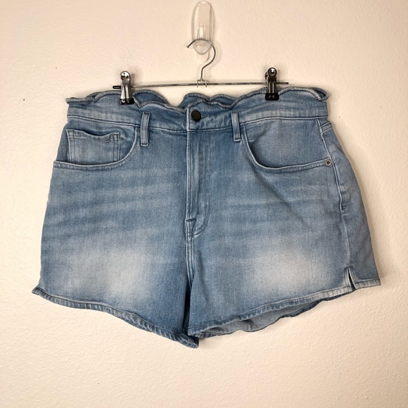Frame Denim shorts scalloped edge high rise wright light wash casual summer - Picture 2 of 10